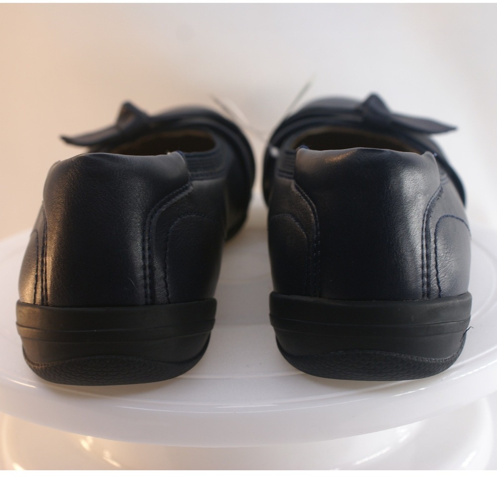Kim Rogers Geeves Navy Blue Ballet Flats‎ Ultra Comfort Bow Shoes 9.5M NEW - Picture 4 of 12